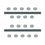 Two tables with eighteen chairs