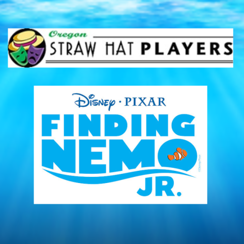 water background text is Oregon Straw Hat Players Disney Pixar Finding Nemo Jr.