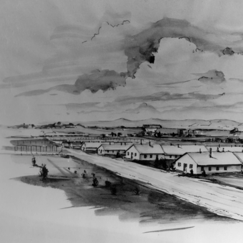 Image of Fort McCoy drawn by German POW detained at Camp McCoy in 1943