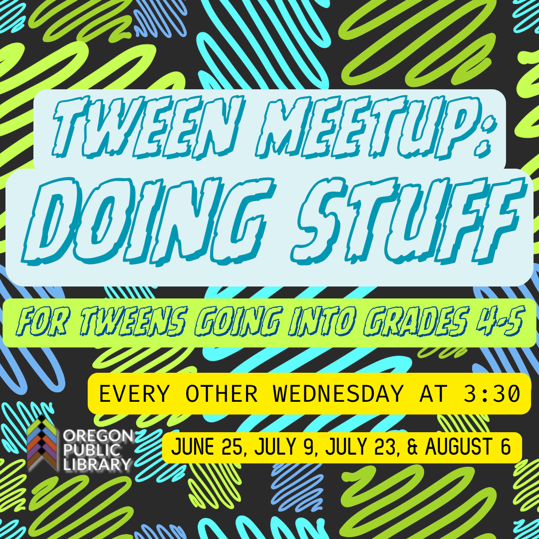 Background is black with green and blue squiggle lines. Text is blue, green, and yellow.